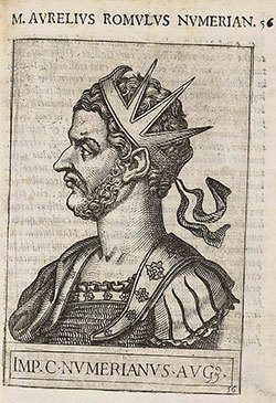 Calcografia (engraving on copper plates used for printmaking and illustrations) of Emperor Numerian in whose reign Saint Victorinus won his crown of martyrdom.